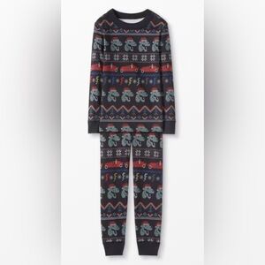 Hanna Andersson Long John Pajama Set Dino Fair Isle 8/130